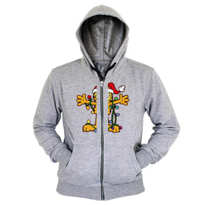 Hoodie Zipper Kucing Natal