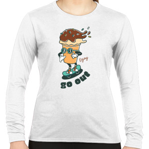 Kaos Wanita lengan panjang ice cream skate