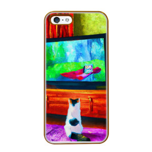 Casing HP Lukisan Kucing Nonton TV Casing HP