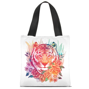 Tas Tote Fullprint Lion Flower - Singa dan Bunga - Desain Singa Bunga