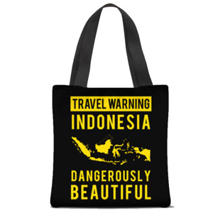 Tas Tote Fullprint Travel Warning Indonesia Dangerously Beautiful