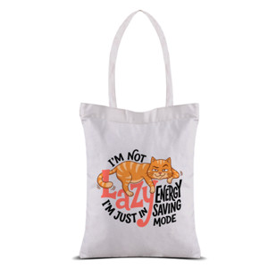 Tas Tote Tote Bag Kanvas Kucing Lazy Energy Saving