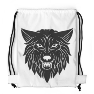 Tas Serut Fullprint ilustrasi kepala serigala putih