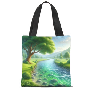 Tas Tote Fullprint Pohon dan sungai