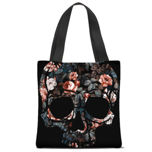 Tas Tote Fullprint A Skull of Flowers