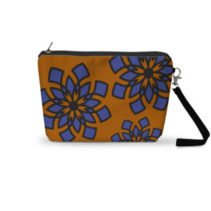 Pouch Trapesium Bunga Biru (Blue Flower)