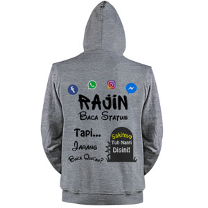 Jaket Hoodie Baju Rajin Baca Status & Jarang Baca Quran