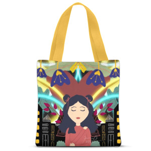 Tas Tote Fullprint memeluk diri sendiri