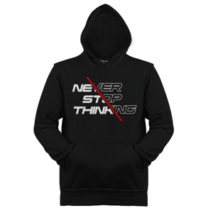 Jaket Hoodie Kaos NEVER STOP THINKING Keren