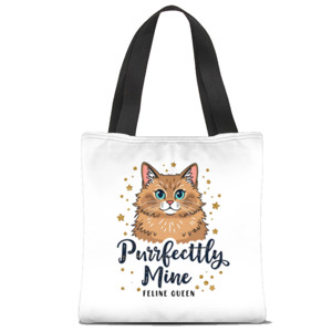 Tas Tote Fullprint Tote Bag Kucing Lucu Purrfectly Mine Feline Queen