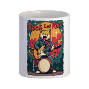 Mug Mug Keren Desain Kucing Rock Cat Roll
