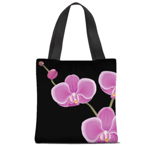 Tas Tote Fullprint bunga anggrek ungu