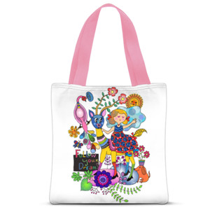 Tas Tote Fullprint Follow Your Dream Dasar Putih