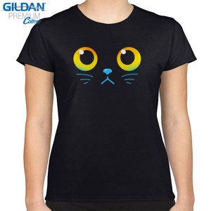 Kaos Curious Cat Eyes Black Cat Funny T-Shirt