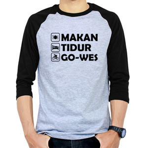 Kaos Raglan Sepeda Gowes Mkan dan Tidur 