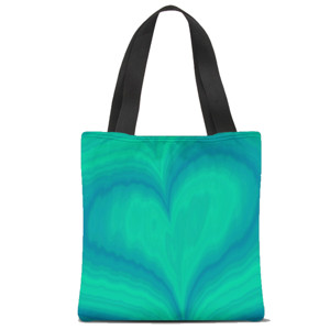 Tas Tote Fullprint Motif love abstrak hijau