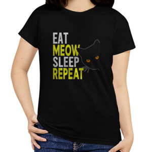 Kaos Eat Meow Sleep Repeat
