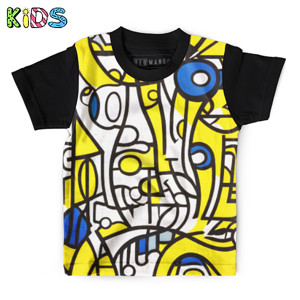Kaos Anak Full-Print Garis Abstrak 2