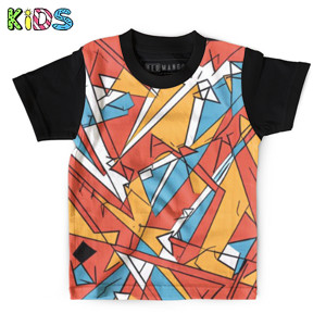 Kaos Anak Full-Print Garis Abstrak 17