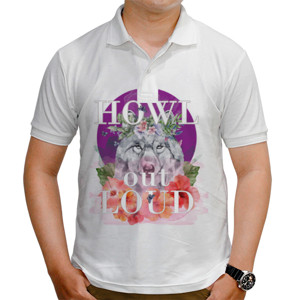 Kaos Polo Howl Out Loud, Wolf on purple moon