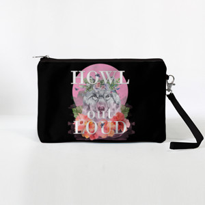 Dompet Howl Out Loud, Wolf on pink moon
