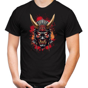 Kaos black oni mask samurai