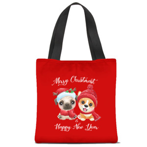 Tas Tote Fullprint Shopping Bag Natal merah