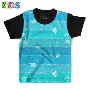Kaos Anak Full-Print sea animals and waves