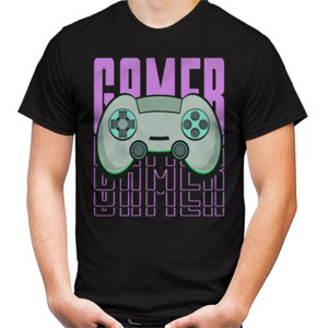Kaos Tipografi Ungu Pemain Permainan Konsol Gaming