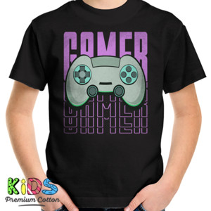 Kaos Tipografi Ungu Pemain Permainan Konsol Gaming