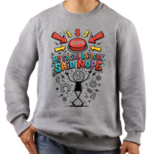 Jaket Sweater Kaos Stickman Nope My Social Battery said Nope