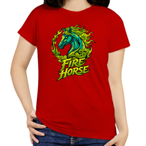 Kaos Fire Horse T-Shirt | Flaming Horse Artwork | Stree
