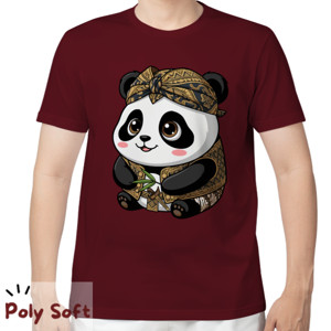 Kaos Kaos Panda Blangkon Poly Soft Maroon
