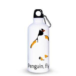 Botol Penguin fly in the water