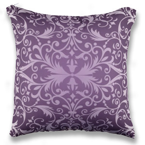 Bantal Pola Damask Ungu Tua