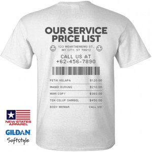 Kaos Our Service Pricelist