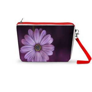 Pouch Trapesium DOMPET WANITA TRAPESIUM WARNA UNGU MOTIF BUNGA