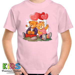Kaos beruang dengan balon love yang lucu