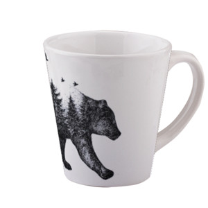 Mug Gelas Motif Gambar Illustrasi Beruang Dan Hutan