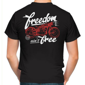 Kaos FREEDOM AINT FREE RED MOTORBIKE back print