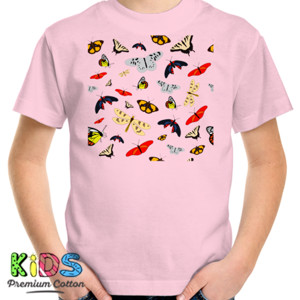 Kaos pola kupu-kupu berwarna-warni