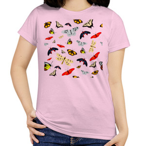 Kaos pola kupu-kupu berwarna-warni