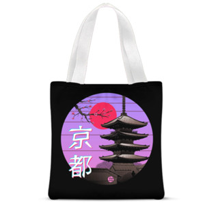 Tas Tote Fullprint Japanese Art - Pagoda bag