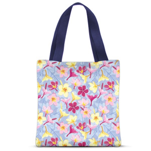 Tas Tote Fullprint Yellow Pink Frangipani