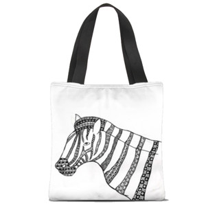Tas Tote Fullprint Zentangle zebra