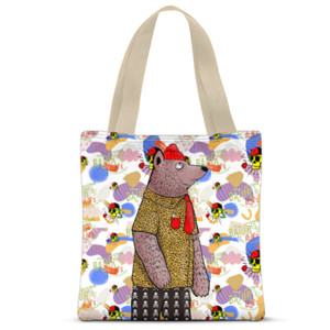 Tas Tote Fullprint bear beanie tote