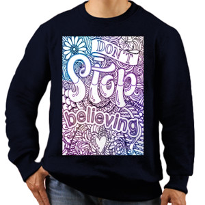 Jaket Sweater Dont Stop Believing Purple