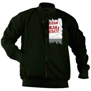 Jaket Bomber Kaos Berani Nikah Hebat Putih
