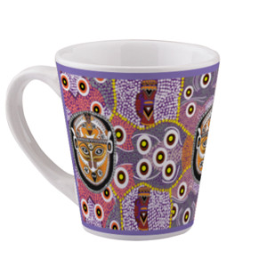 Mug The Papuan Style Kerucut Putih Motif Ungu