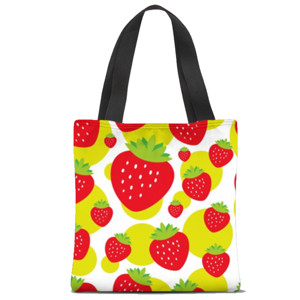 Tas Tote Fullprint Strawberry Merah
